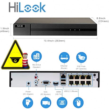 Hilook NVR-108MH-plus 8 port PoE